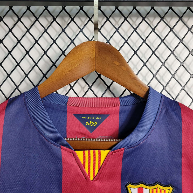 Camisa Barcelona Home 14/15 Retrô - Azul e Vermelha