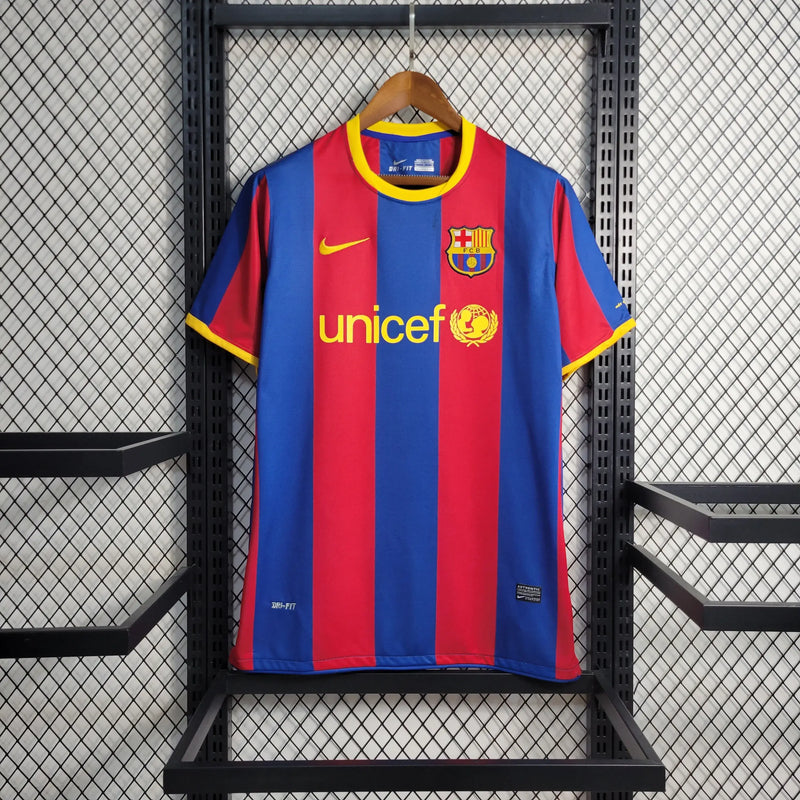 Camisa Barcelona Home 10/11 Retrô - Azul e Vermelha