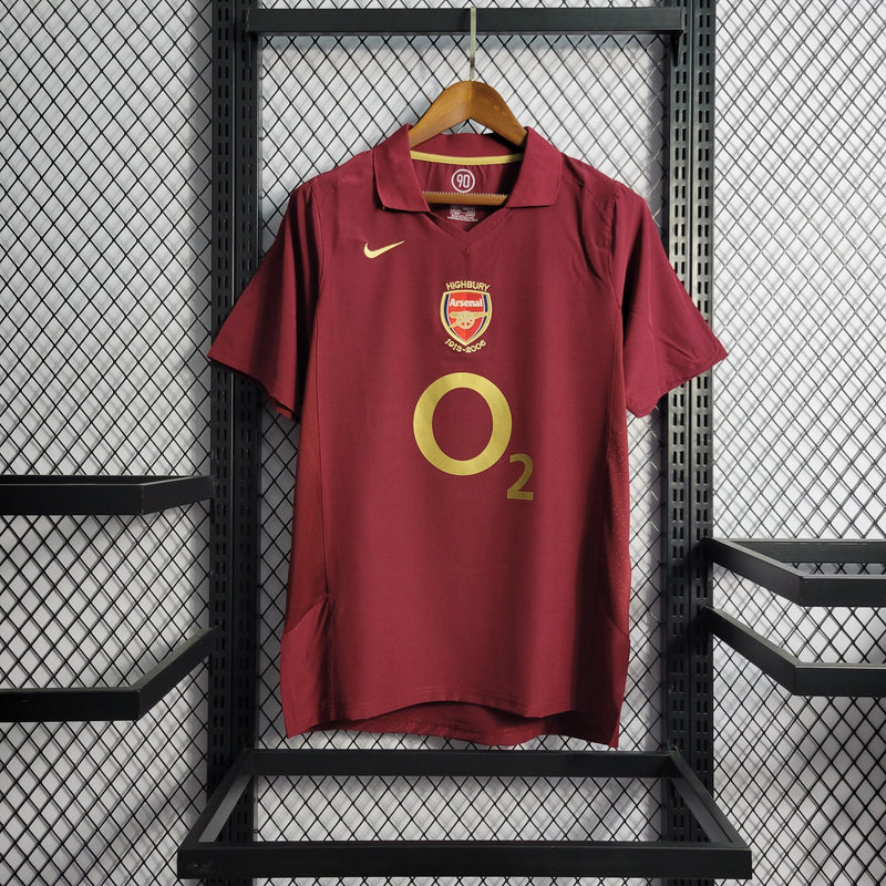 Camisa Arsenal Home 05/06 Retrô - Vinho