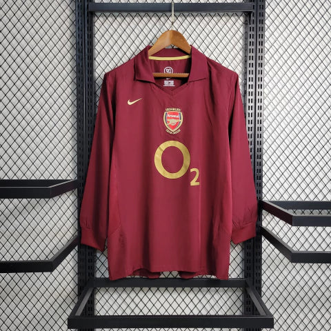 Camisa Arsenal Home 05/06 Retrô Manga Longa - Vinho