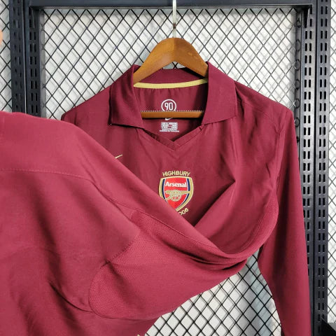 Camisa Arsenal Home 05/06 Retrô Manga Longa - Vinho